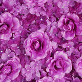 Purple 3D Silk Rose and Hydrangea Flower Wall Mat Backdrop - 4 Artificial Panels - YauSpark
