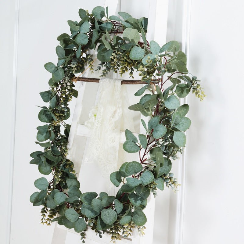 Real Touch Green Artificial Eucalyptus Boxwood Leaf Garland Vine 6.5ft - YauSpark