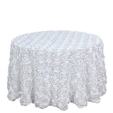 Rose Satin Round Tablecloth 130" White - YauSpark