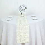 Rosette Satin Table Runner 14" x 108" Ivory - YauSpark