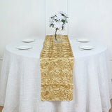 Rosette Satin Table Runner 14" x 108" Light Gold - YauSpark