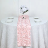Rosette Satin Table Runner 14" x 108" Light Pink - YauSpark
