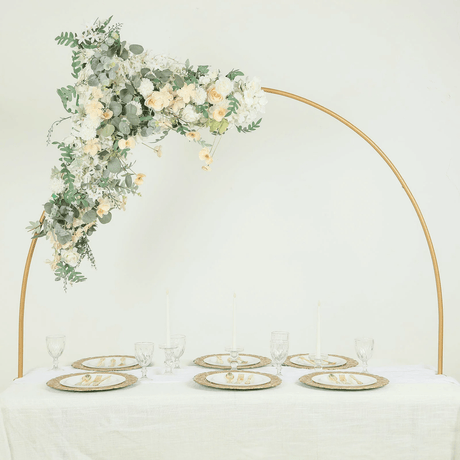Round Top Balloon Arch Flower Stand 4ftx6ft Gold Metal - YauSpark