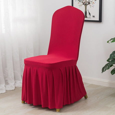 Ruffled Pleated Skirt Polyester Chair Cover Sky Blue - YauSpark