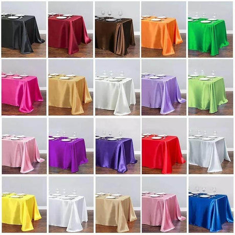 Satin Rectangular Tablecloth 90"x156" Black - With splicing - YauSpark