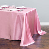 Satin Rectangular Tablecloth 90"x156" Light Pink - With splicing - YauSpark