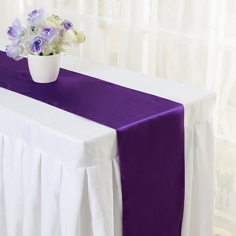 Satin Table Runner 12"x110" Dark Purple - YauSpark