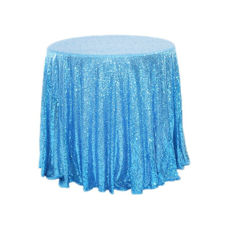 Sequin Round Tablecloth 132" Lake Blue - YauSpark