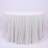 Sequin Round Tablecloth 132" White - YauSpark