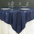 Sequin Square Table Overlay 90"x90" Navy Blue - YauSpark