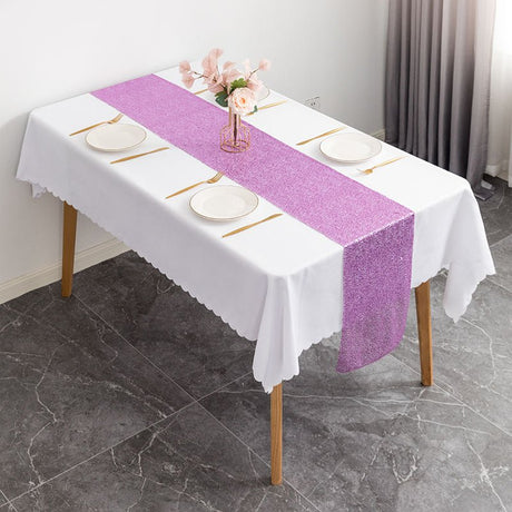 Sequin Table Runner 12" x 110" Rose Purple - YauSpark