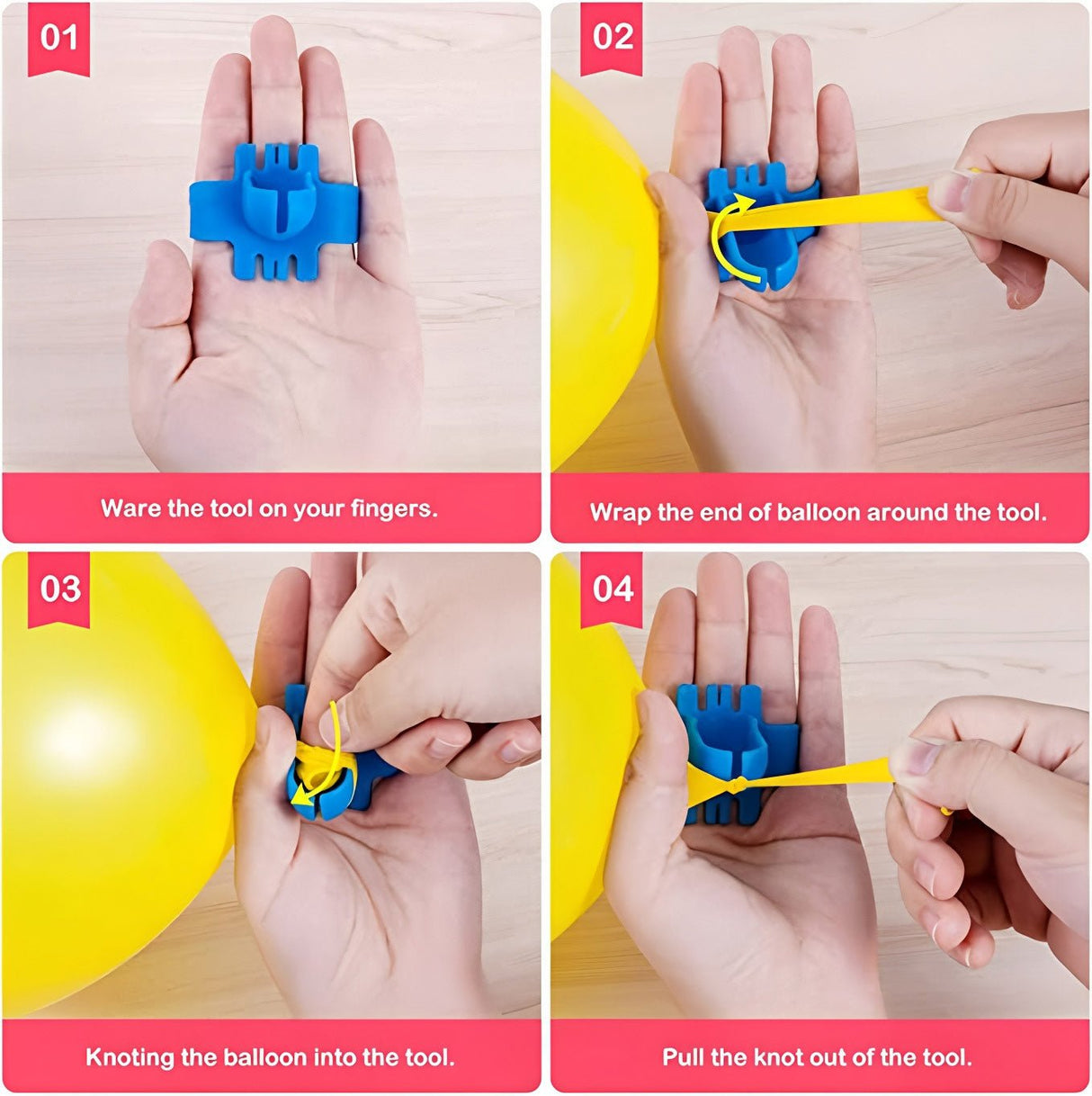 Set of 4 Balloon Arch Kit - Decorating Strips, Balloon Tie Tool, Glue Dots and Curling Ribbon - YauSpark
