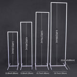 Set of 4 Slim White Metal Wedding Arches 3.6ft - 6.6ft Rectangular Backdrop Stands - Floral Display Frames - YauSpark