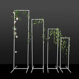 Set of 4 Slim White Metal Wedding Arches 3.6ft - 6.6ft Rectangular Backdrop Stands - Floral Display Frames - YauSpark