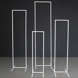 Set of 4 Slim White Metal Wedding Arches 3.6ft - 6.6ft Rectangular Backdrop Stands - Floral Display Frames - YauSpark
