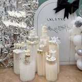 Set of 5 White Foldable Roman Paper Pillars for Parties 8” 16“ 24“ 32” 40” - YauSpark
