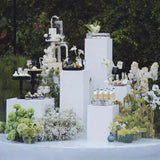 Set of 5 White Metal Rectangular Prop Pedestal Stands - YauSpark