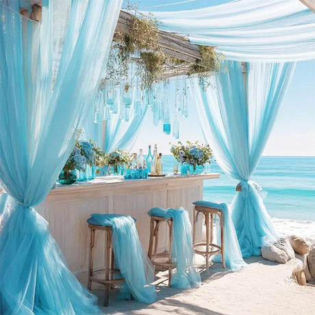 Sheer Organza Wedding Arch Draping Fabric 20ft Light Blue - YauSpark
