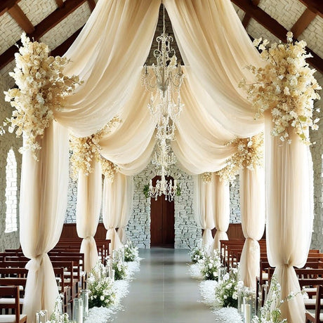 Sheer Organza Wedding Arch Draping Fabric 20ft Light Yellow - YauSpark