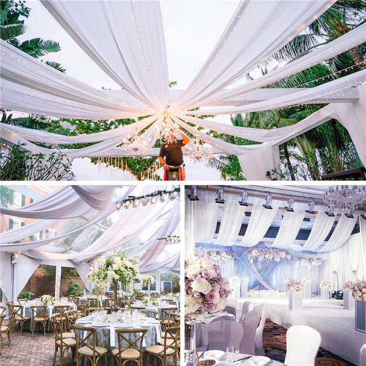 Sheer Wedding Arch Drape 5ftx32ft Burgundy - YauSpark