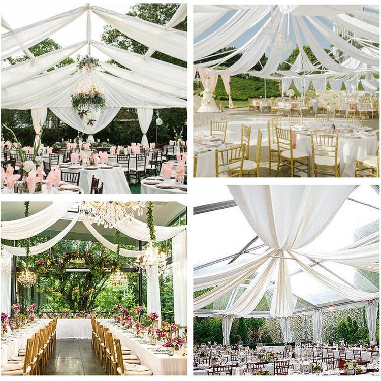 Sheer Wedding Arch Drape 5ftx32ft Gold - YauSpark