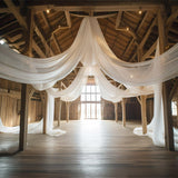Sheer Wedding Arch Drape 5ftx32ft Milky White - YauSpark