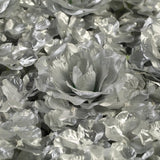 Silver 3D Silk Rose and Hydrangea Flower Wall Mat Backdrop - 4 Artificial Panels - YauSpark