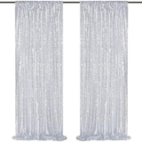 Silver Sequin Backdrop Drape Curtains with Rod Pockets - 8ftx8ft - YauSpark