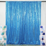 Sky Blue Sequin Backdrop Drape Curtains with Rod Pockets - 8ftx8ft - YauSpark