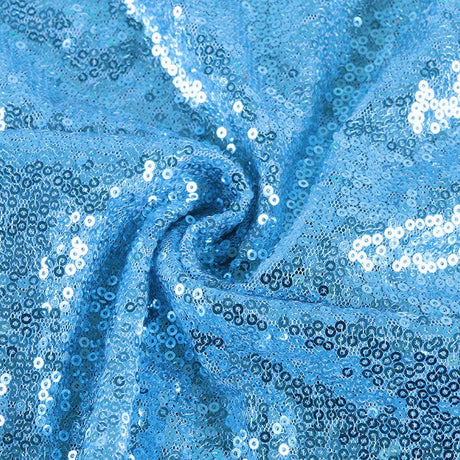 Sky Blue Sequin Backdrop Drape Curtains with Rod Pockets - 8ftx8ft - YauSpark