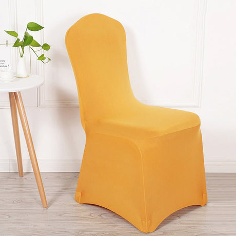 Stretch Polyester Chair Cover Thick Golden - YauSpark
