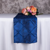 Taffeta Pintuck Table Runner 12"x108" Navy Blue - YauSpark