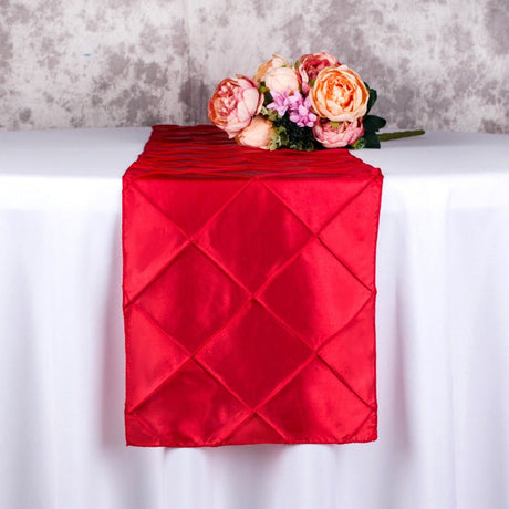 Taffeta Pintuck Table Runner 12"x108" Navy Blue - YauSpark
