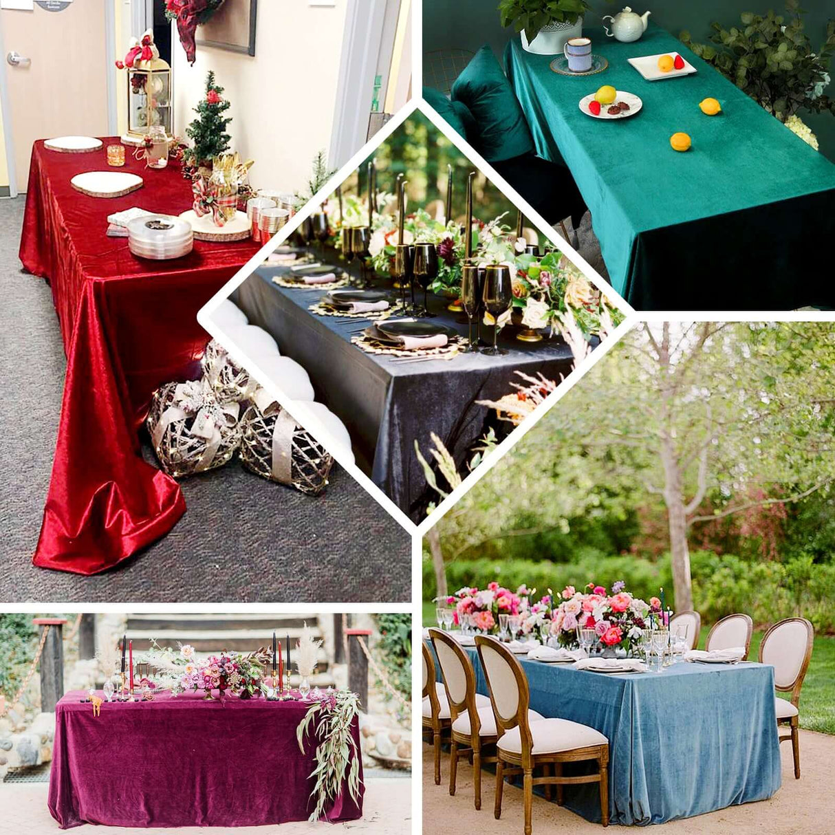 Velvet Rectangular Table Skirt 70"x23"x29"Purple - YauSpark
