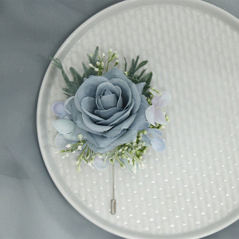 Wedding Simulation Corsage Wrist Flower Set Blue - YauSpark