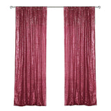 Wine Red Sequin Backdrop Drape Curtains with Rod Pockets - 8ftx8ft - YauSpark